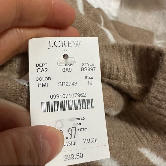 J crew heather mushroom ivory Striped crewneck sweater in extra-soft yarn - Picture 5 of 5
